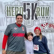 A family posing together after the race